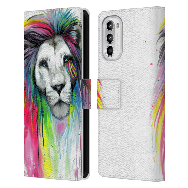 Pixie Cold Cats Rainbow Mane Leather Book Wallet Case Cover For Motorola Moto G52