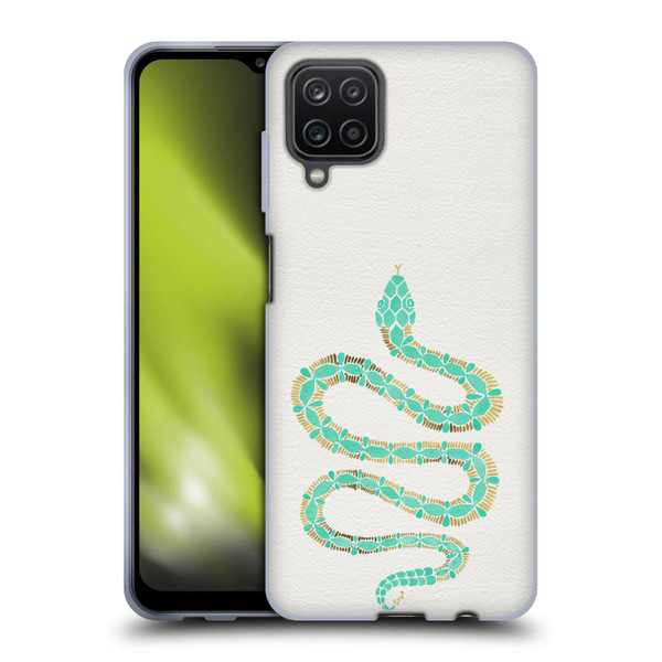 Cat Coquillette Animals Snake Mint Soft Gel Case for Samsung Galaxy A12 (2020)