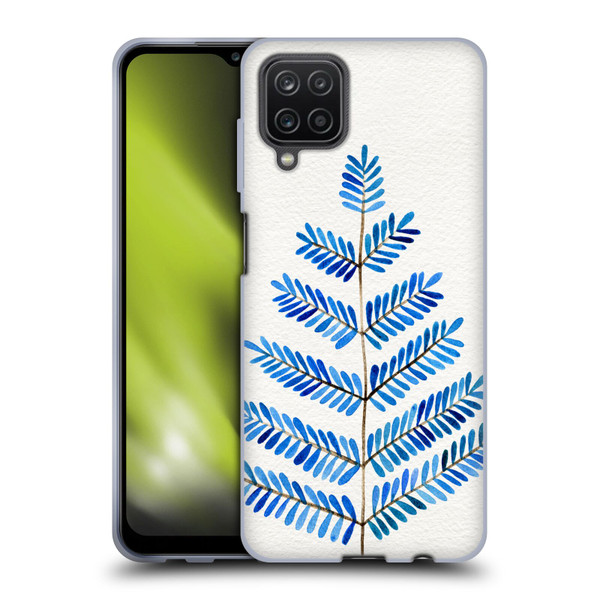 Cat Coquillette Nature Leaflets Blue Soft Gel Case for Samsung Galaxy A12 (2020)