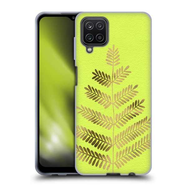 Cat Coquillette Nature Leaflets Yellow Soft Gel Case for Samsung Galaxy A12 (2020)