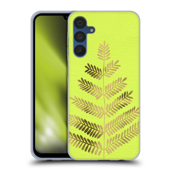 Cat Coquillette Nature Leaflets Yellow Soft Gel Case for Samsung Galaxy A15 & MagSafe