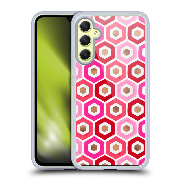 Cat Coquillette Patterns 6 Honeycomb Pink Soft Gel Case for Samsung Galaxy A34 5G
