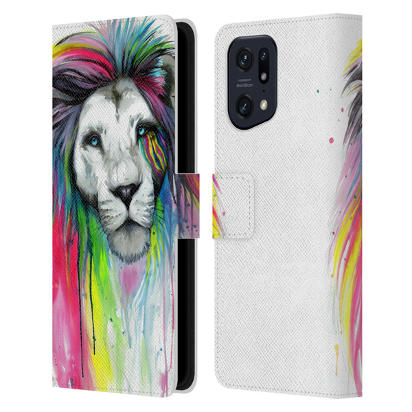 Pixie Cold Cats Rainbow Mane Leather Book Wallet Case Cover For OPPO Find X5