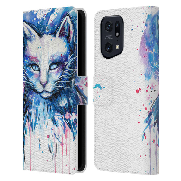Pixie Cold Cats Space Leather Book Wallet Case Cover For OPPO Find X5 Pro