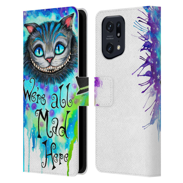 Pixie Cold Cats We Are All Mad Here Leather Book Wallet Case Cover For OPPO Find X5 Pro