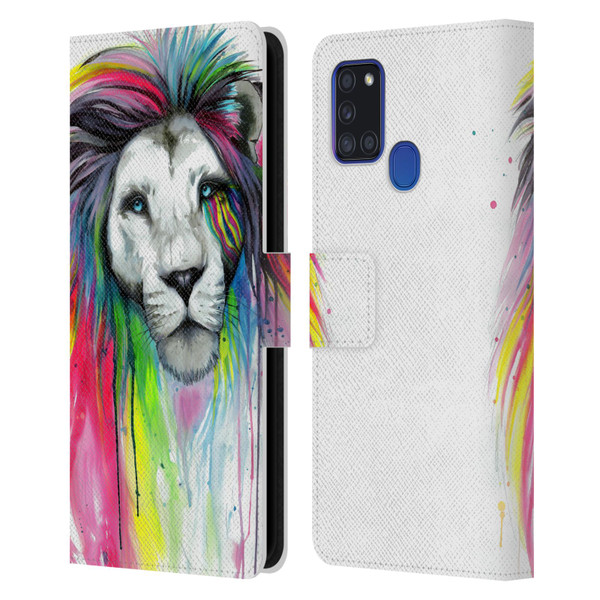 Pixie Cold Cats Rainbow Mane Leather Book Wallet Case Cover For Samsung Galaxy A21s (2020)
