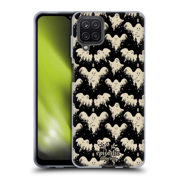 Episodic Drawing Spooky Patterns Halloween Ghost Soft Gel Case for Samsung Galaxy A12 (2020)
