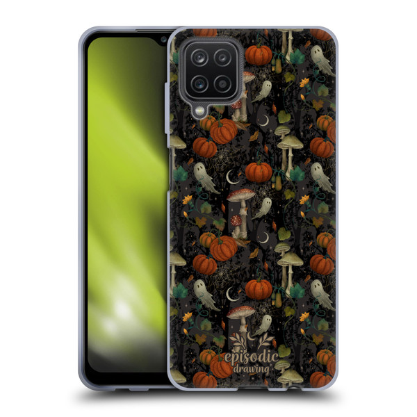 Episodic Drawing Spooky Patterns Whimsy Halloween Pumpkin Soft Gel Case for Samsung Galaxy A12 (2020)
