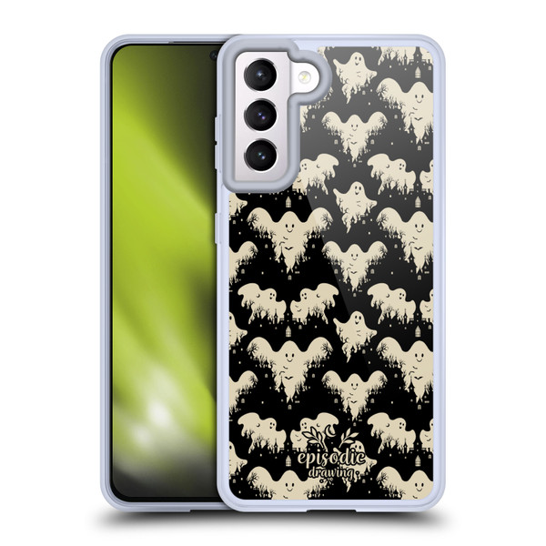 Episodic Drawing Spooky Patterns Halloween Ghost Soft Gel Case for Samsung Galaxy S21 5G & MagSafe
