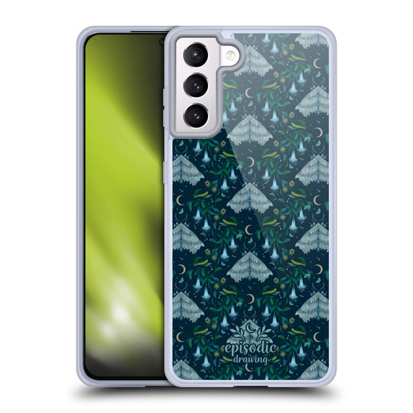 Episodic Drawing Spooky Patterns Angel Moth Soft Gel Case for Samsung Galaxy S21+ 5G & MagSafe