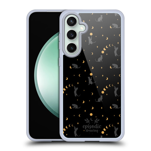 Episodic Drawing Spooky Patterns Black Cat Soft Gel Case for Samsung Galaxy S23 FE 5G & MagSafe