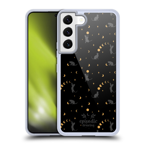 Episodic Drawing Spooky Patterns Black Cat Soft Gel Case for Samsung Galaxy S22 5G & MagSafe