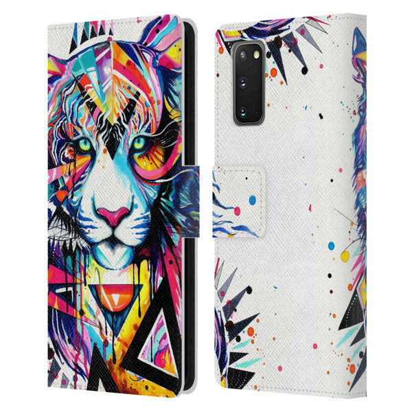 Pixie Cold Cats Shattered Tiger Leather Book Wallet Case Cover For Samsung Galaxy S20 / S20 5G