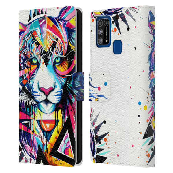 Pixie Cold Cats Shattered Tiger Leather Book Wallet Case Cover For Samsung Galaxy M31 (2020)