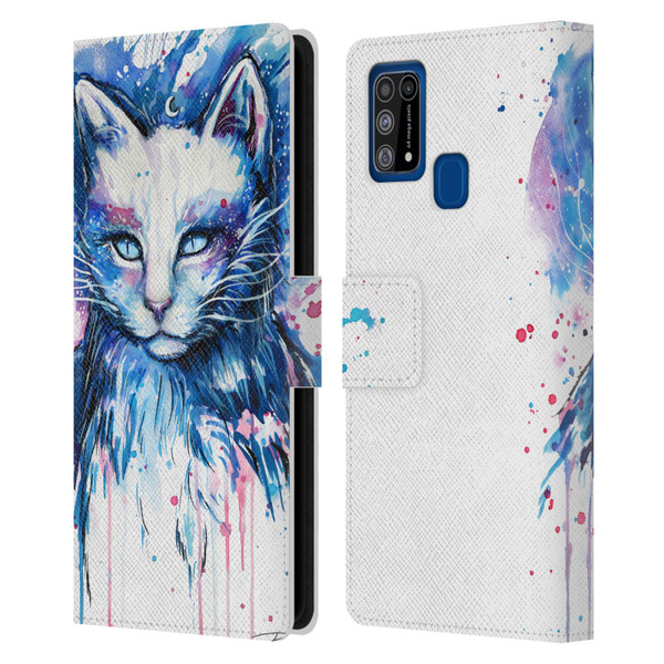Pixie Cold Cats Space Leather Book Wallet Case Cover For Samsung Galaxy M31 (2020)