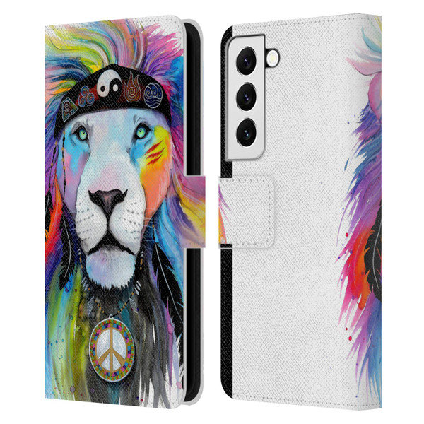 Pixie Cold Cats Hippy Lion Leather Book Wallet Case Cover For Samsung Galaxy S22 5G