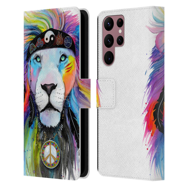 Pixie Cold Cats Hippy Lion Leather Book Wallet Case Cover For Samsung Galaxy S22 Ultra 5G
