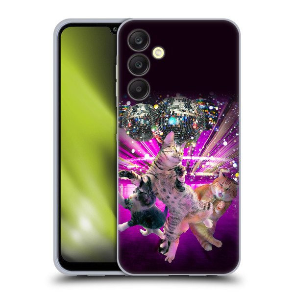 Random Galaxy Animals Disco Dancing Cat Soft Gel Case for Samsung Galaxy A25 5G