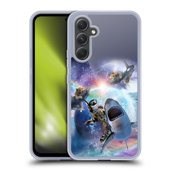 Random Galaxy Animals Space Cat Riding Shark Soft Gel Case for Samsung Galaxy A54 5G