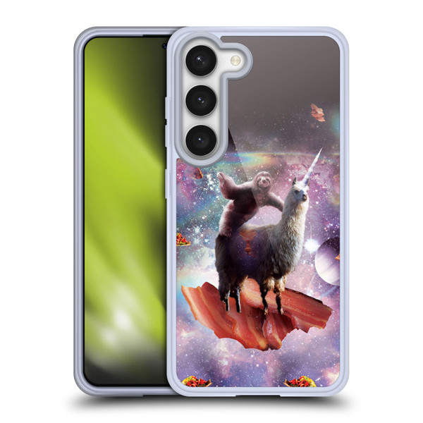 Random Galaxy Space Llama Outer Space Sloth & Bacons Soft Gel Case for Samsung Galaxy S23 5G & MagSafe