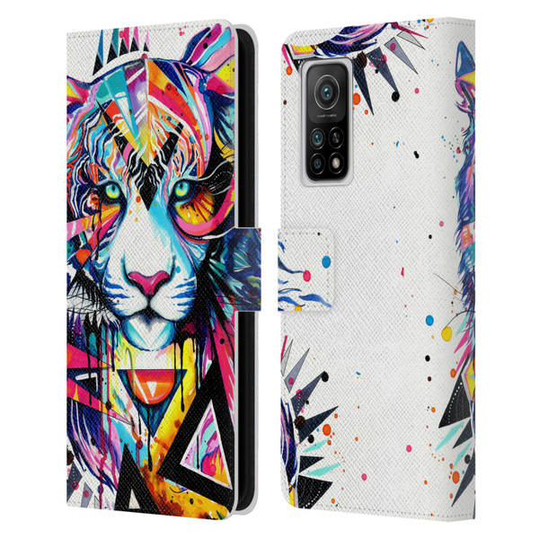 Pixie Cold Cats Shattered Tiger Leather Book Wallet Case Cover For Xiaomi Mi 10T 5G