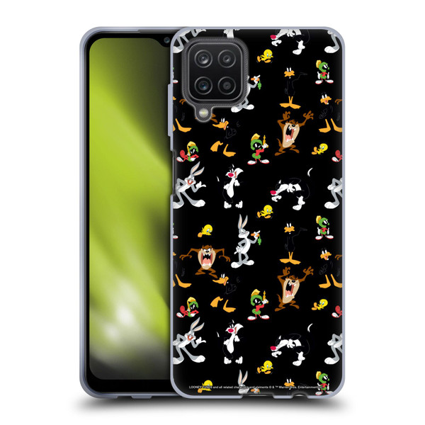 Looney Tunes Patterns Black Soft Gel Case for Samsung Galaxy A12 (2020)