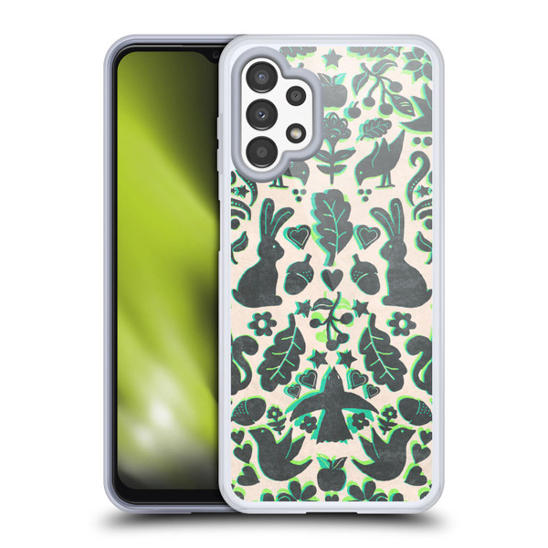 Micklyn Le Feuvre Animals Two Rabbits Folk Art Pattern Soft Gel Case for Samsung Galaxy A13 (2022)