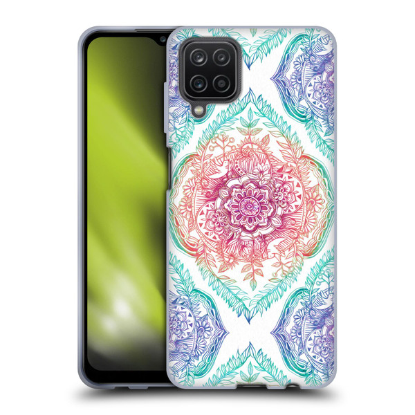 Micklyn Le Feuvre Floral Patterns Indian Ink Rainbow Version Soft Gel Case for Samsung Galaxy A12 (2020)