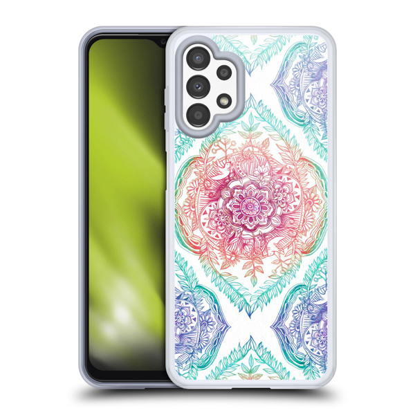 Micklyn Le Feuvre Floral Patterns Indian Ink Rainbow Version Soft Gel Case for Samsung Galaxy A13 (2022)