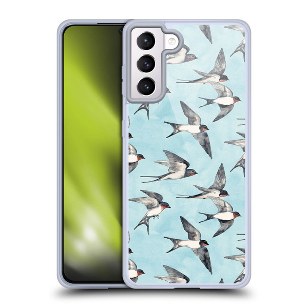 Micklyn Le Feuvre Patterns Swallow Flight Soft Gel Case for Samsung Galaxy S21+ 5G & MagSafe