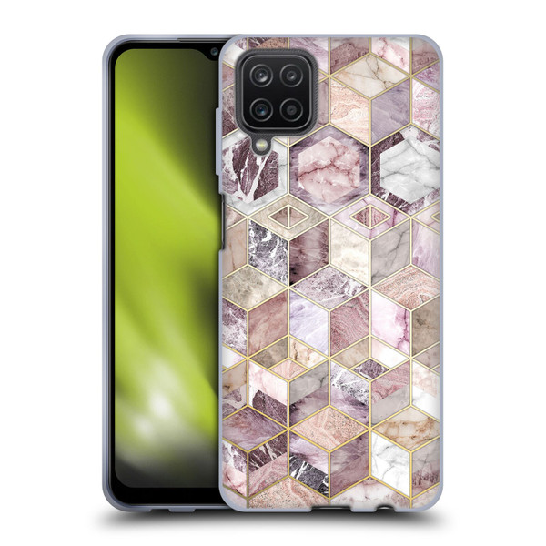 Micklyn Le Feuvre Marble Patterns Blush Quartz Honeycomb Soft Gel Case for Samsung Galaxy A12 (2020)