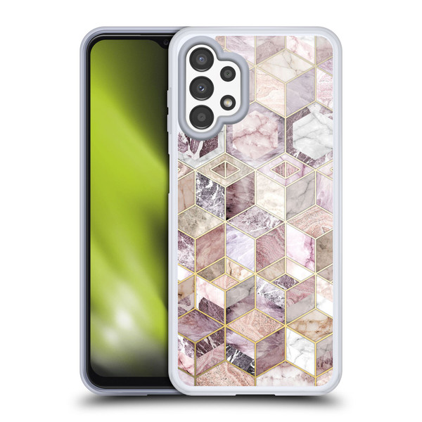 Micklyn Le Feuvre Marble Patterns Blush Quartz Honeycomb Soft Gel Case for Samsung Galaxy A13 (2022)