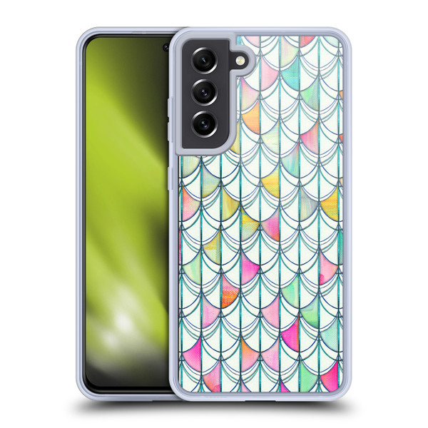 Micklyn Le Feuvre Patterns Fish Scale Cutout Soft Gel Case for Samsung Galaxy S21 FE 5G & MagSafe