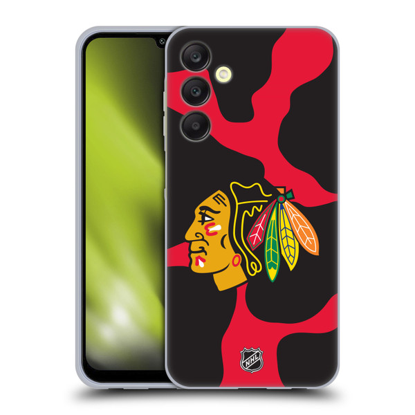 NHL Chicago Blackhawks Cow Pattern Soft Gel Case for Samsung Galaxy A25 5G