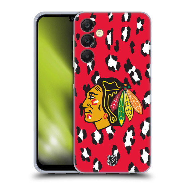 NHL Chicago Blackhawks Leopard Patten Soft Gel Case for Samsung Galaxy A25 5G