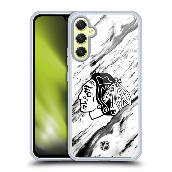 NHL Chicago Blackhawks Marble Soft Gel Case for Samsung Galaxy A34 5G