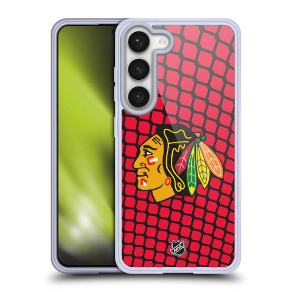 NHL Chicago Blackhawks Net Pattern Soft Gel Case for Samsung Galaxy S23 5G & MagSafe