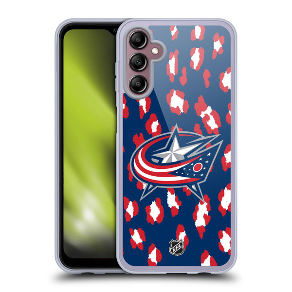 NHL Columbus Blue Jackets Leopard Pattern Soft Gel Case for Samsung Galaxy A14 5G