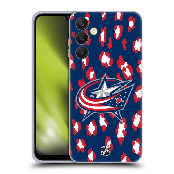 NHL Columbus Blue Jackets Leopard Pattern Soft Gel Case for Samsung Galaxy A25 5G
