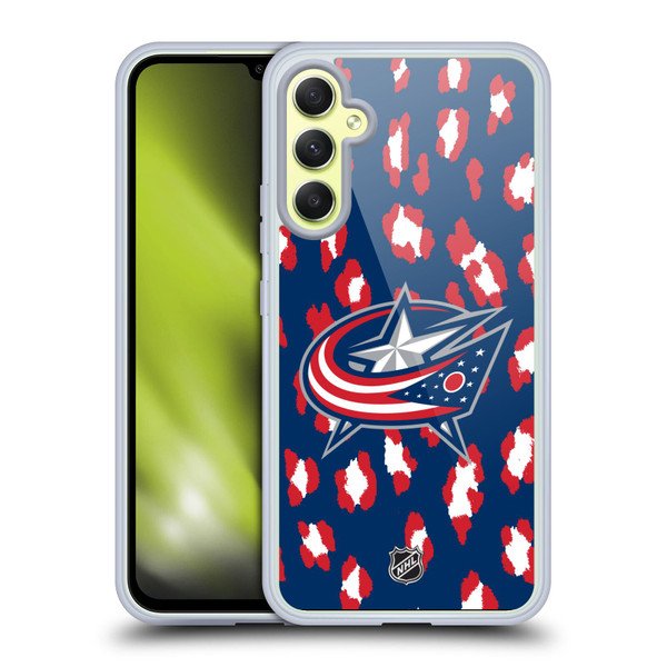 NHL Columbus Blue Jackets Leopard Pattern Soft Gel Case for Samsung Galaxy A34 5G