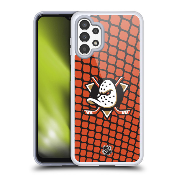NHL Anaheim Ducks Net Pattern Soft Gel Case for Samsung Galaxy A13 (2022)