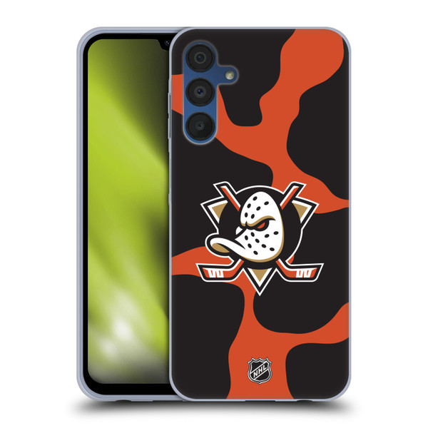 NHL Anaheim Ducks Cow Pattern Soft Gel Case for Samsung Galaxy A15 & MagSafe