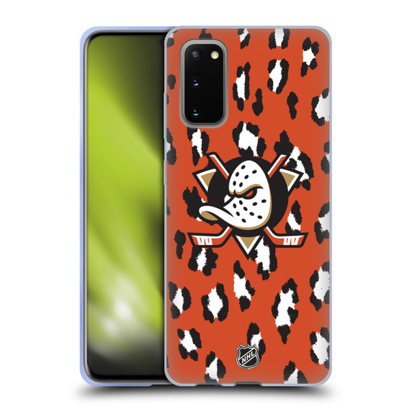 NHL Anaheim Ducks Leopard Pattern Soft Gel Case for Samsung Galaxy S20 / S20 5G
