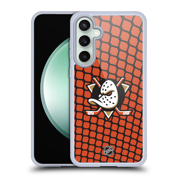 NHL Anaheim Ducks Net Pattern Soft Gel Case for Samsung Galaxy S23 FE 5G & MagSafe