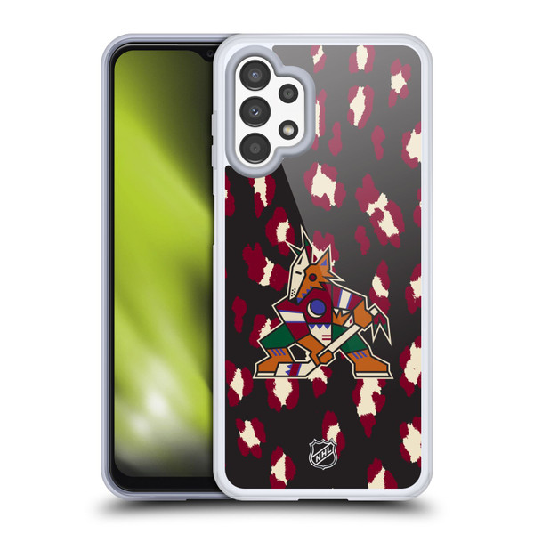 NHL Arizona Coyotes Leopard Pattern Soft Gel Case for Samsung Galaxy A13 (2022)