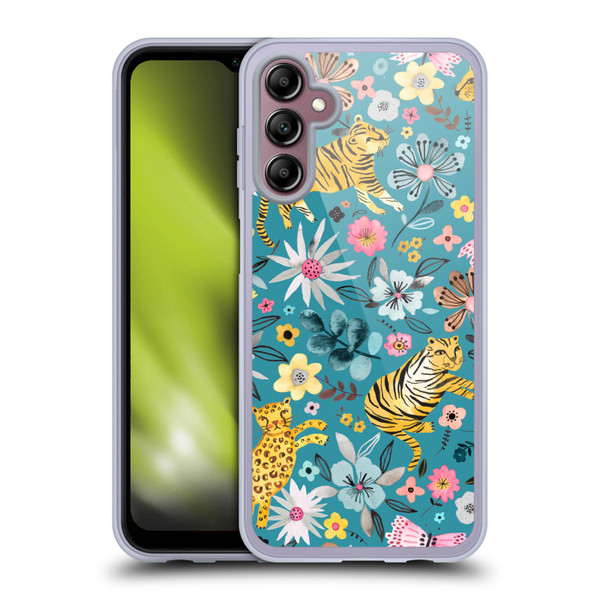 Ninola Botanical Patterns Tigers Flowers Soft Gel Case for Samsung Galaxy A14 5G