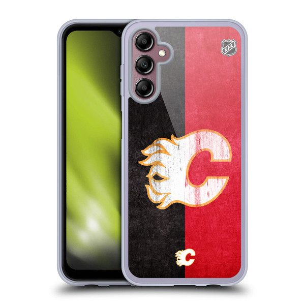 NHL Calgary Flames Half Distressed Soft Gel Case for Samsung Galaxy A14 5G