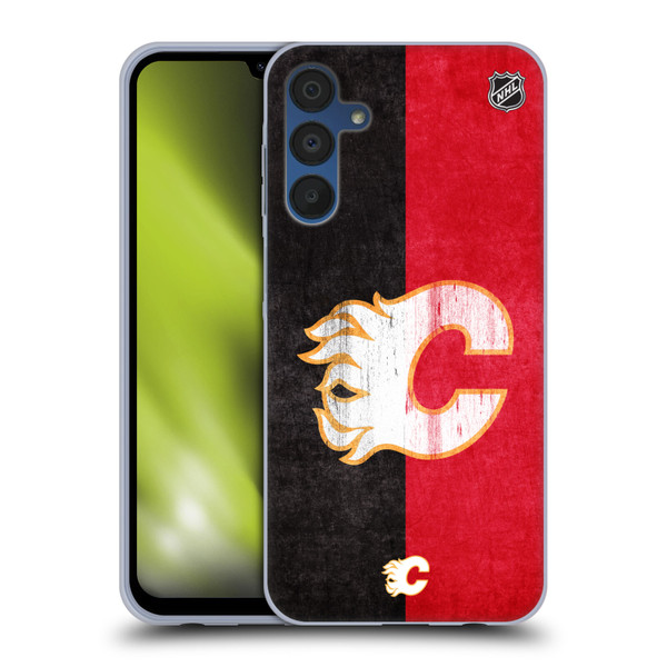 NHL Calgary Flames Half Distressed Soft Gel Case for Samsung Galaxy A15 & MagSafe