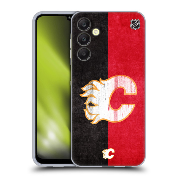 NHL Calgary Flames Half Distressed Soft Gel Case for Samsung Galaxy A25 5G