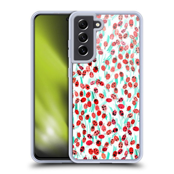 Ninola Patterns Ladybugs On Grass Soft Gel Case for Samsung Galaxy S21 FE 5G & MagSafe